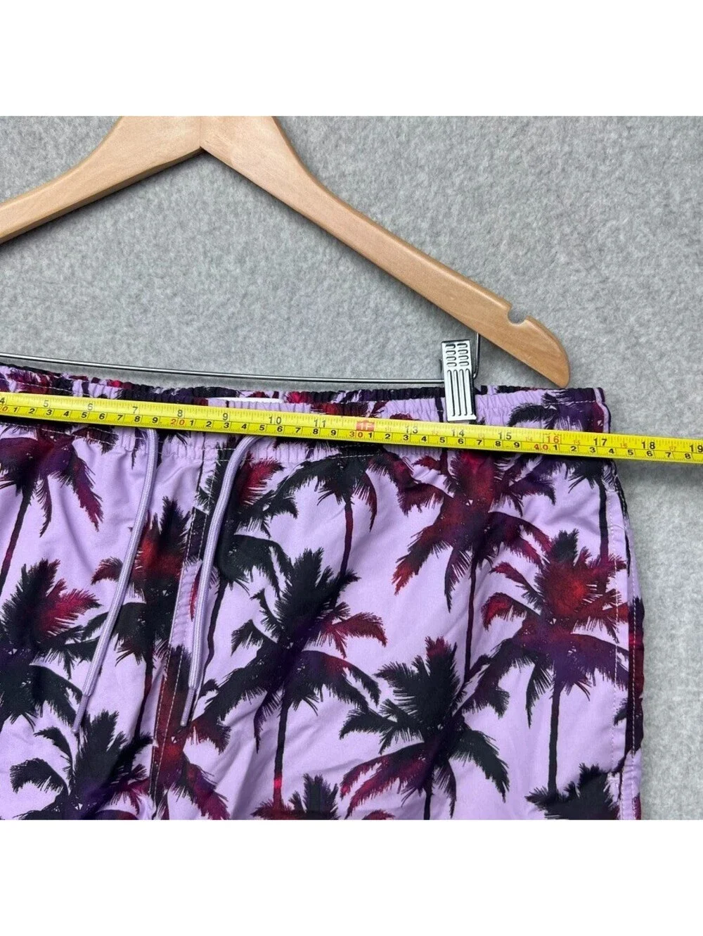 Primark Mens Purple Palm Tree Swim Trunks Board Shorts XL Beach Y2K Surf Vaca